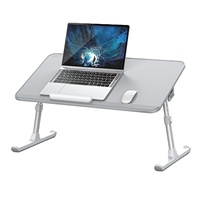 Table d'ordinateur portable et pliante pour lit et canapé, en cuir, réglable en hauteur et en angle