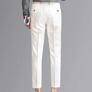 Autunno nuovi pantaloni da uomo bianchi da uomo pantaloni da lavoro formale Casual da uomo pantaloni dritti Slim Fit - Product Image 3