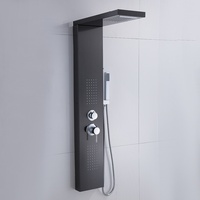 Ensemble de douche mural carré intelligent en acier inoxydable 304 moderne avec colonne de douche et pommeau de douche pluie pour salle de bain