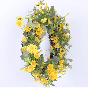 Custom 30-60CM Best Wreath Supplies Wholesale Decorative Flowers Wreath Accessories Daisy Flower Wreath Decoration