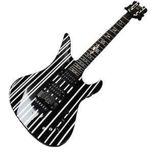 Guitare Schecter Sinister Custom Noir Brillant avec Pinstripes Argentés Livraison Rapide - Product Image 1