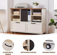 Bureau en bois de style farmhouse exécutif avec armoire à classeurs réglable, station de charge et tiroirs de rangement - Ensemble de bureau informatique pour le bureau à domicile