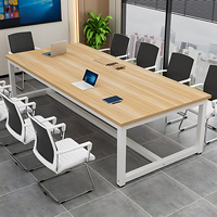 Table de conférence moderne de 47 à 189 pouces de large (4 à 16 pieds) pour 4 à 14 personnes avec structure en acier, idéale pour les immeubles de bureaux