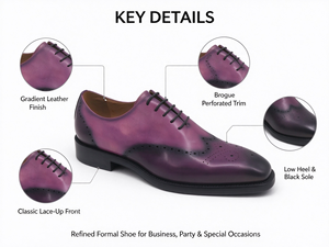 Chaussures habillées Oxford en cuir véritable pour hommes, dégradé violet, à lacets, pour affaires, fêtes et mariages - Product Image 2