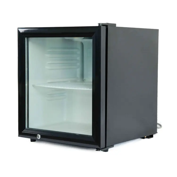 Cheap 52 liter mini fridge compressor cooling led light 0-10 degree small refrigerator with lock key