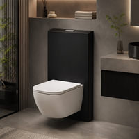 WC suspendu à capteur avec réservoir encastré, double chasse et construction en acrylique pour équipement sanitaire de salle de bain moderne