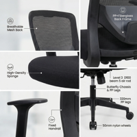 Chaise de bureau ergonomique de haute qualité avec support lombaire pivotant en maille, pour conférences, jeux, bureau, noire