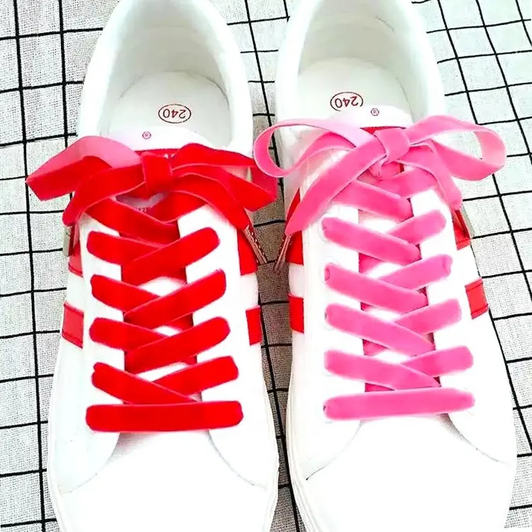 Customized Wholesale Polyester Velvet Flat Wide Shoelaces Lacing Shoe laces Oem Shoe Lace