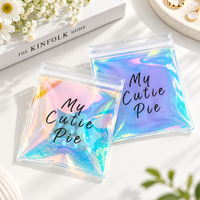 Pochette en PVC holographique personnalisée pour bijoux, boucles d'oreilles, colliers, emballage de bijoux, pochette en PVC laser irisée avec fermeture éclair