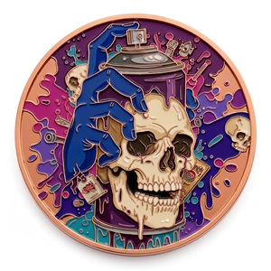 Pièce de collection en cuivre pur 99,9 % de 1 oz, motif graffiti urbain, médaille artistique 3D en relief UV colorée, idéale pour un cadeau - Product Image 4