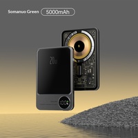Power Bank Ultra Tipis Berbahan Aluminium Alloy Magnetik 5000mAh Output USB 20W Logo Custom Desain Ringan dan Ramping