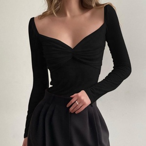 Camiseta Casual de Manga Larga para Mujer 2025, Blusa Elegante con Escote Bajo - Product Image 2