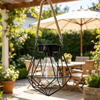 Lanterne solaire géométrique vintage, lampe suspendue de jardin, étanche, LED, lampe décorative d'extérieur pour patio, cour, camping