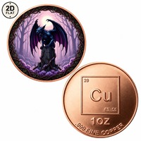 Pièce de monnaie en cuivre pur 999 de 1 once, personnalisée en gros, avec motif de statue de gargoyle dans la forêt enchantée, pièce commémorative de collection