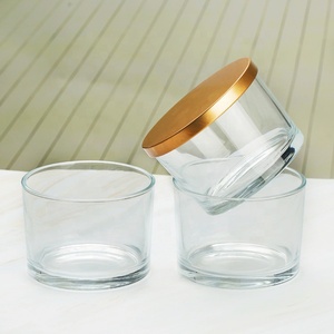 Luxury 16oz 3 Wick <strong>Large</strong> Transparent Round <strong>Candle</strong> Jars Three 3 Wicks Wide Mouth Glass Jars for <strong>Candle</strong> with Lids - Product Image 2