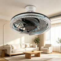 Ventilateur de plafond avec lumière, douille E27, lampe LED, télécommande, trois couleurs changeantes, faible bruit, pour la maison, la chambre, l'appartement, utilisation en intérieur