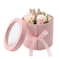 Carton d'emballage de boîtes de roses en daim personnalisées pour ensemble de fleurs conservées boîte-cadeau de fleurs en papier rond rigide