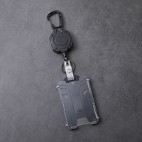 Porte-badge rétractable tactique en acier robuste avec mousqueton porte-clés et porte-carte d'identité rechargeable et écologique