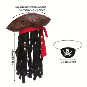 Ensemble de costume de pirate des Caraïbes MADESHINE pour Halloween, masque de mascarade, barbe de crâne, tresse de cheveux, perruque pour décorations de fête - Product Image 3