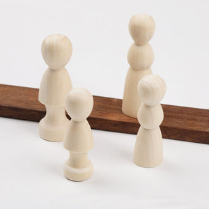 Wooden Figurines 60mm 70mm Boy Girl Natural Finish Diy Jewelry <b>Accessories</b> Eco Friendly <b>Doll</b> Shape Yiwu Origin - Product Image 3