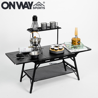 Onwaysports Table d'extérieur professionnelle avec étagère amovible Table de camping haute réglable 2 + 2 unités IGT
