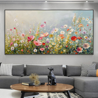 Peinture à l'huile abstraite 100% peinte à la main, paysage floral coloré, texture artistique, toile, affiche murale, décoration moderne pour salon