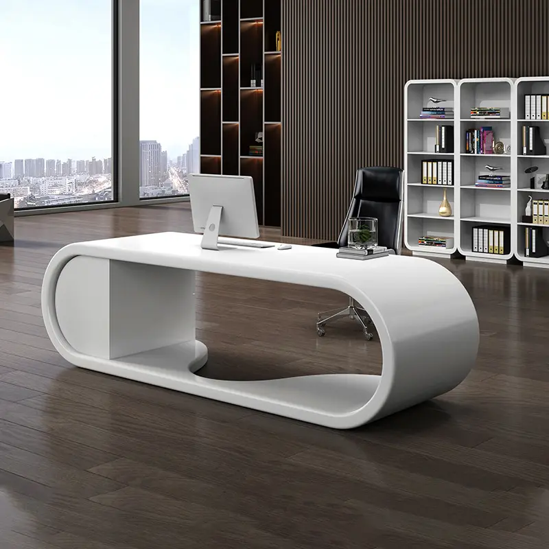 Роскошный офисный стол в современном дизайне, глянцевый L-образный стол для директорской службы, Высококачественная деревянная мебель для руководителя