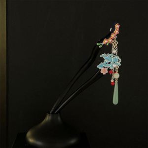 Horquilla de pelo vintage china con diseño de espada floral, elegante para mujer, con borla de perlas, imitación de madera de ébano - Product Image 4