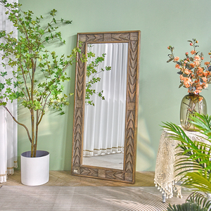 Innova Nhà Lớn Trang Trí Mộc Mạc Hình Chữ Nhật Đầy Đủ Chiều Dài Thay Đồ Sàn Gương Đóng Khung Bằng Gỗ Khắc Thủy Tinh Đẹp Mô Hình - Product Image 3