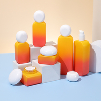 Vente en gros d'emballage cosmétique dégradé d'orange carré vide imprimé personnalisé pour les soins de la peau pot de crème pour le visage en verre avec bouchon à bille