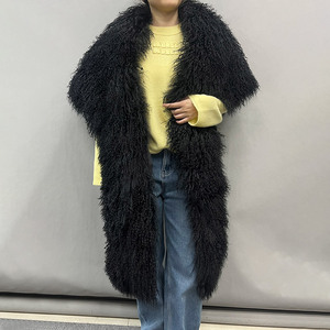 ジャンココ新作 ロングシープファースカーフ ショール カスタム ふわふわ 本物のモンゴル産ファースカーフ 女性用 - Product Image 4