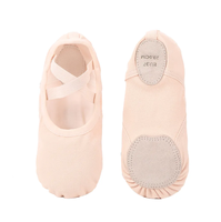 Chaussures de danse de ballet en toile extensible à semelle fendue pour adultes et filles, avec logo personnalisé, vente en gros 2025