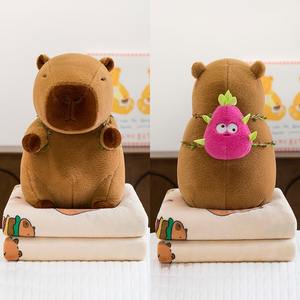 Cartoon Capybara 2-in-1 Plüschkissen und Decke, Dual-Use Kapibara Klimaanlagen-Decke aus Plüsch - Product Image 3