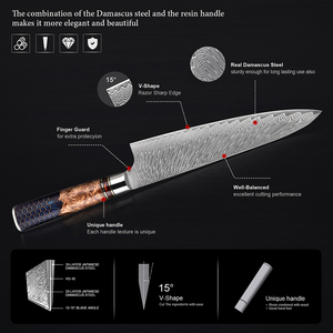 Couteaux à éplucher de cuisine en acier inoxydable, ustensile à fruits de 3.5 ", Damascus utilitaire de cuisine en acier inoxydable, couteaux de <span class=keywords><strong>Chef</strong></span> à éplucher avec manche en résine bleue confortable en nid d'abeille - Product Image 3