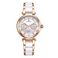 Modische Damen-Quarzuhr mit Edelstahlgehäuse, Römischen Ziffern, Zeiger-Zifferblatt, 16mm Armband, Wasserdicht, Casual-Stil