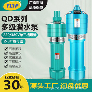 Qd Multi Stage <b>Submersible</b> <b>Pump</b> 220V 12 Impellers 200M Head 25M3H Flow Cast Iron Body Ppo Impeller Agricultural Irrigation - Product Image 4