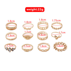 Bohemian Flower <b>Rings</b> <b>Set</b> 12 Pcs <b>Gold</b> Tone Cubic Zirconia Women's Fashion Jewelry Gift - Product Image 4