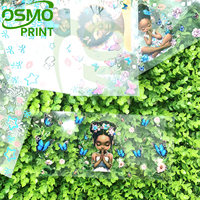 Autocollants UV DTF OSMO personnalisés motif Fleur Papillon Fille Afro pour gobelets 16oz – Nouvelle tendance pour gobelets