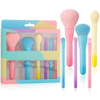 JLY Juego de 6 Brochas de Maquillaje Multicolor con Caja de Regalo, Pelo Sintético Suave, Herramientas Cosméticas Portátiles para Rostro y Ojos, Mini Set de Brochas de Maquillaje