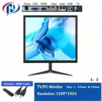 Moniteur PC TV carré 4:3, résolution 1280*1024, 370*310mm, avec télécommande, HMI, ports VGA, USB, audio et vidéo pour affichage informatique