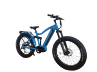 Vélo électrique tout-terrain à suspension intégrale 26"x4.0, moteur central Truckrun 1000W, batterie 48V 17.4Ah, freins à disque hydrauliques, écran LCD couleur, 8 vitesses, personnalisable