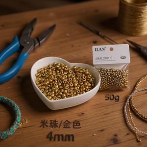 Perline rotonde in metallo dorato Ilan da 4 mm, 50 g, per la creazione di gioielli - Product Image 2