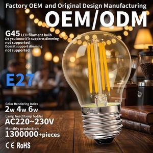 Bombilla LED de Filamento Edison G45 E26 AC110 120V No Regulable con Pantalla de Plástico Transparente, Índice de Reproducción Cromática Ra80, Garantía de 2 Años - Product Image 1