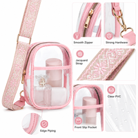 Sac à bandoulière transparent en PVC, approuvé pour les stades, mini sac à main pour téléphone avec large sangle jacquard en forme de guitare, quincaillerie dorée, 20x15x4cm