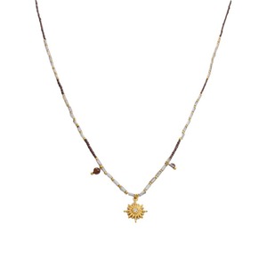 จี้รูปดอกทานตะวัน สร้อยคอหินธรรมชาติ ชุบทอง 18K สร้อยคอเหล็กกล้าไร้สนิม รูปดาว ประดับขอบแบบ Bezel Setting - Product Image 5