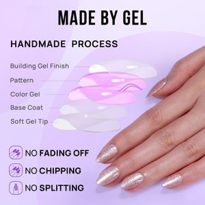 Kit de Uñas Postizas Cortas con Diseño de Ojo de Gato, 15 Tamaños, con Logotipo Personalizado, Puntas de Gel Brillante, Kit de Manicura Rápida - Product Image 3