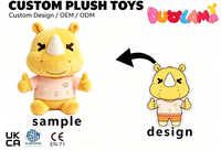 Boneka Plush Kustom Karakter Badak Jempol Kuning, Desain Kustom OEM ODM untuk Hadiah, Boneka Plush Kustom
