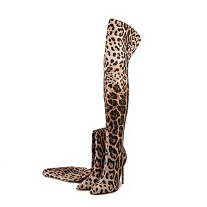 WETKISS Tendencias de Moda de Invierno, Botas de Tacón Alto por Encima de la Rodilla para Mujer, Baratas al por Mayor, Color Rosa Leopardo, Elásticas - Product Image 4