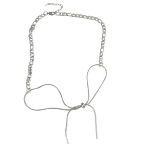 Collar de acero de titanio Tiffany con colgante de lazo, cadena de hueso de serpiente, joyería de moda en capas para mujer - Product Image 2