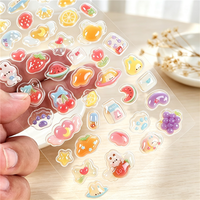 Feuilles d'autocollants en gelée 3D gaufrée effet cristal, autocollants gonflés en résine Kawaii pour scrapbooking, journal, agenda, décoration de coque de téléphone